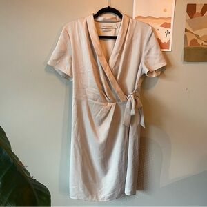 Contemporaine by Simons Cream Satin Wrap Dress size Medium